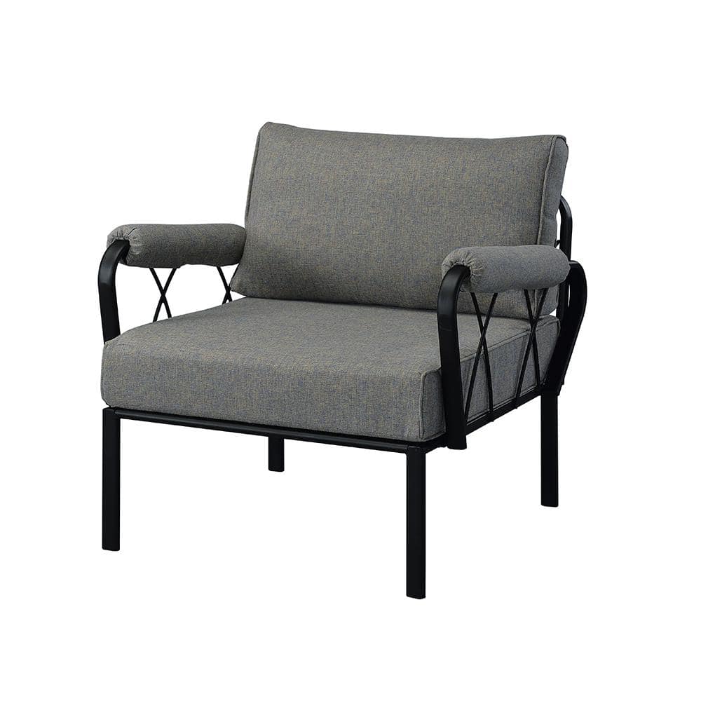 Rajni Gray Metal Outdoor dinning chair Outdoor lounge chair Outdoor recliner in Gray Fabric and Black Finish set of 1 price history on PriceWatchPro