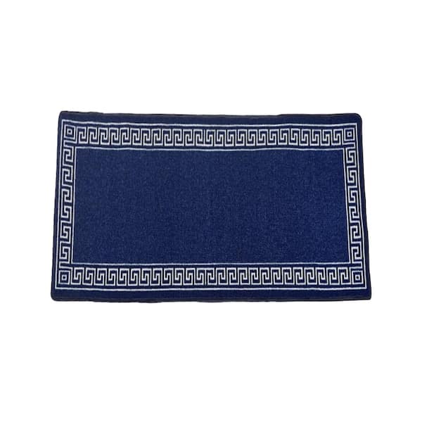 Context Greek Key Blue 2 ft. x 3 ft. Modern Soft Non Slip Area Rug