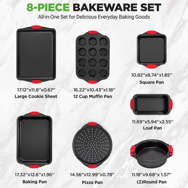Healthy s Nutri-Pan セット NutriChef Non-Stick Kitchen Oven Baking Pans, 8 Piece Set, Deluxe