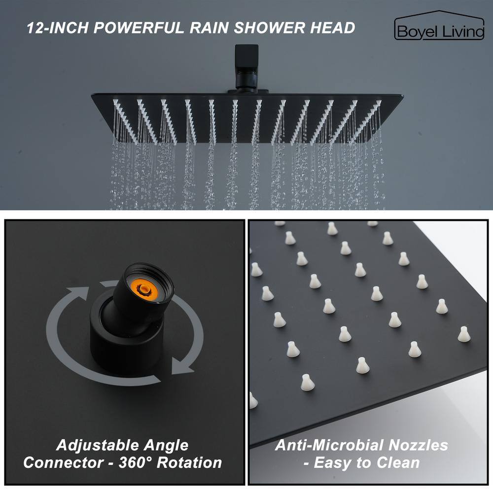 Matte Black Dual Shower Head with Handheld and Rain Spray