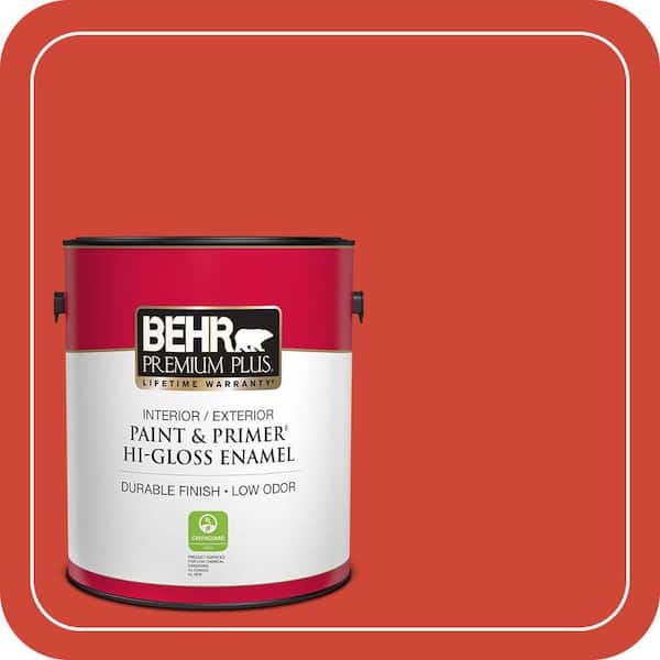 BEHR PREMIUM PLUS 1 gal. #180B-7 Chili Pepper Hi-Gloss Enamel Interior/Exterior Paint & Primer
