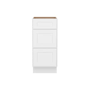 Easy-DIY 15 in. W x 24 in. D x 34.5 in. H Ready to Assemble Drawer Base Kitchen Cabinet in Shaker White with 3-Drawers