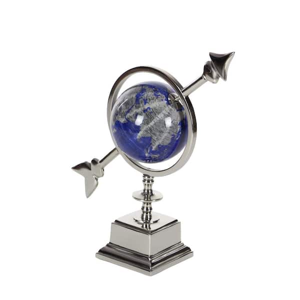 Litton Lane 15 in. Blue Aluminum Traditional Decorative Globe