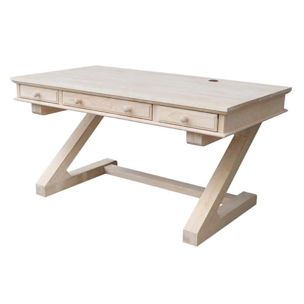 Elegant White Executive Hardwood Desk with Drawer and Keyboard Tray, 60"W