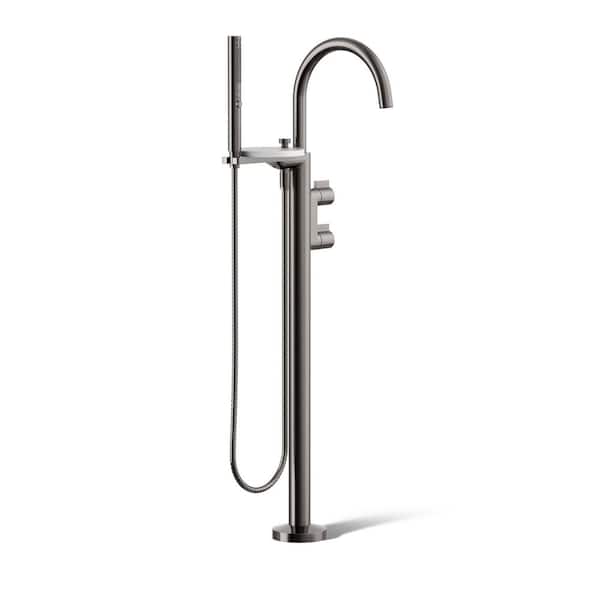 KOHLER Components Floor-Mount Bath Filler Trim With Lever Handles And Handshower in Vibrant Titanium