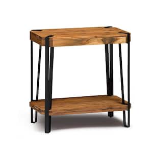 Ryegate Brown and Black Natural Wood with Metal End Table