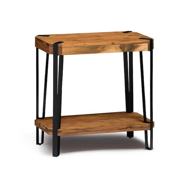 Alaterre Furniture Ryegate Brown and Black Natural Wood with Metal End Table