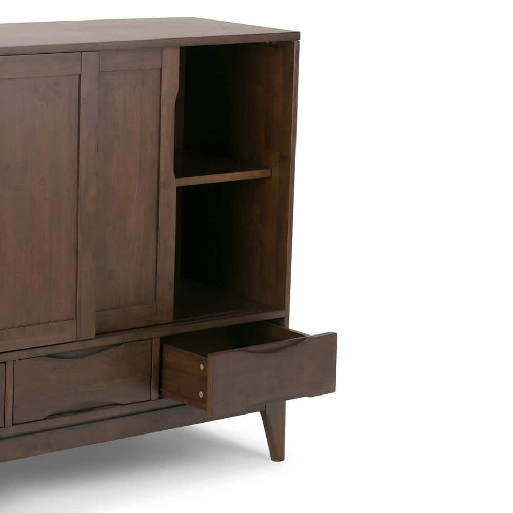 Harper Mid-Century Modern Walnut Brown Solid Hardwood Office Cupboard