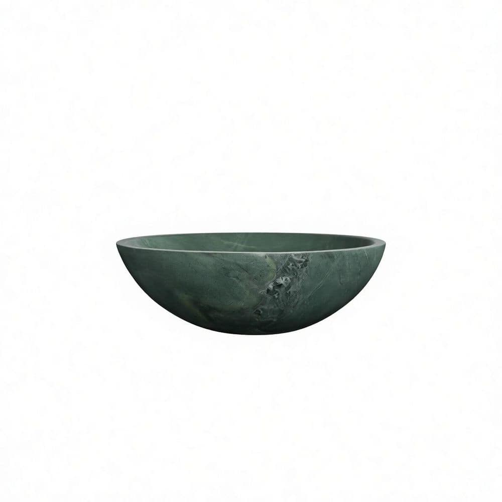 15.7 in. Round Vessel Bathroom Sink in Green Polished Natural Marble with Pre-Drilled Drain Hole price history on PriceWatchPro