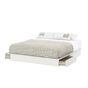 Step One 2-Drawer King-Size Platform Bed in Pure White