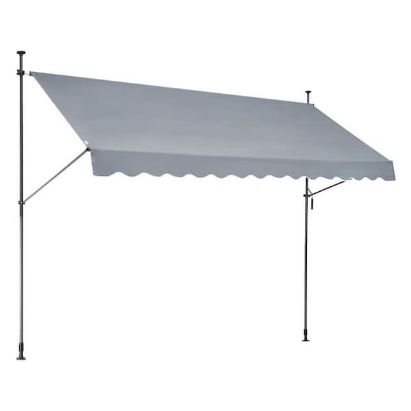 11.08 ft. x 3.92 ft. Crank-Operated Retractable Patio Awning Sunshade Shelter.