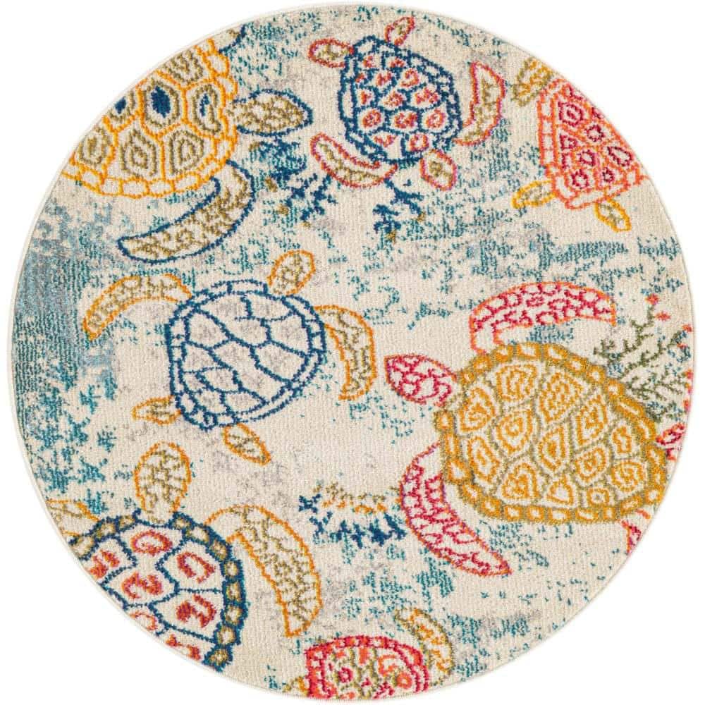 Unique Loom Positano Treasure Beige 3' 3 x 3' 3 Area Rug 3192871 The Home Depot