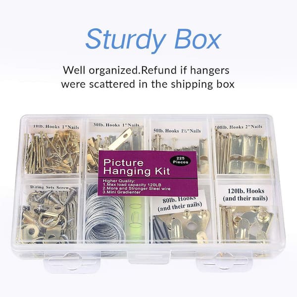 Adrinfly Heavy Duty Picture Hanging Kit 225-Pieces Frame Hook