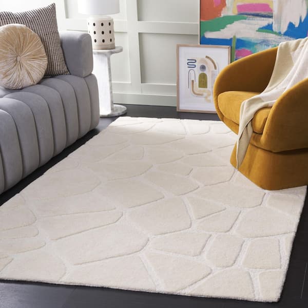 Fifth Avenue 5 ft. x 8 ft. Ivory Patchy High-Low Area Rug