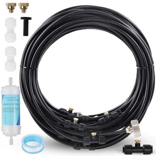 75 ft. Brass Nozzle Outdoor Misting System Patio Cooling Water Mister Hose Kit Energy-Efficient Multi-Purpose