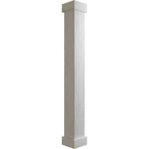 6 in. x 4 ft. Sand Blasted Endurathane Faux Wood Non-Tapered Square Column Wrap with Standard Capital and Base