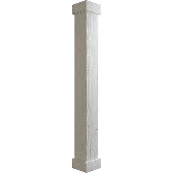 Ekena Millwork 8 in. x 20 ft. Sand Blasted Endurathane Faux Wood Non-Tapered Square Column Wrap with Standard Capital and Base