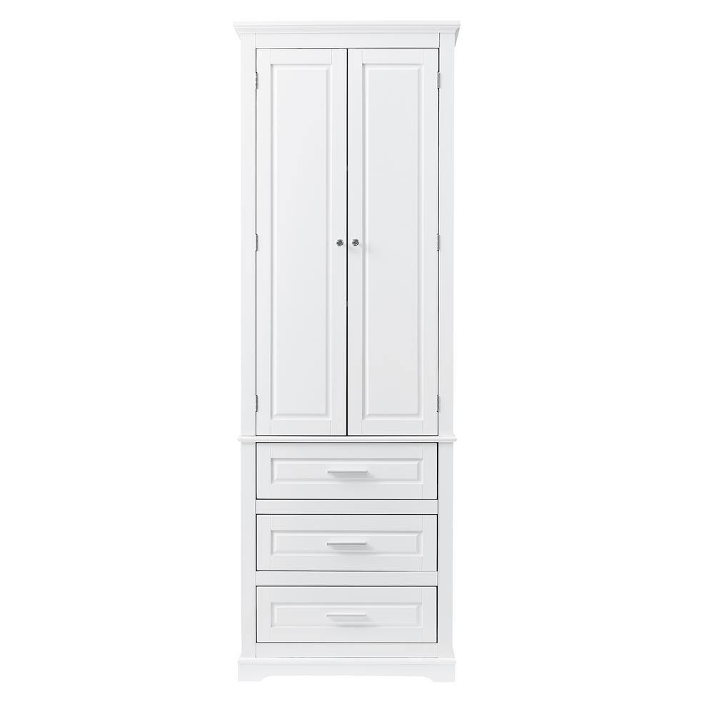 Modern 24 in. W x 15.7 in. D x 70 in. H White Linen Tall Floor