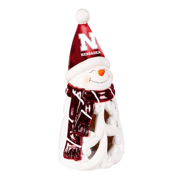 University of Nebraska Snowman LED Christmas Garden Statuary, 8 in.