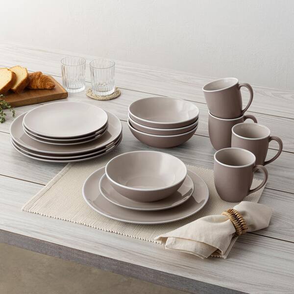 Noritake ColorTrio Clay 16-Piece (Tan) Porcelain Coupe Dinnerware