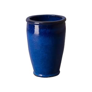 20 in. H Blue Ceramic Round Planter
