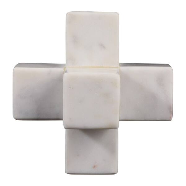 Liv & Skye White 7 in. x 7 in. Marble Jack Sculpture 15225-01