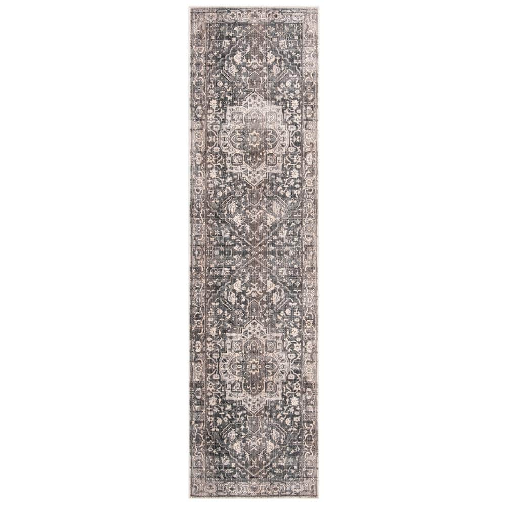 SAFAVIEH Vintage Persian Gray/Charcoal 2 ft. x 12 ft. Oriental Runner ...