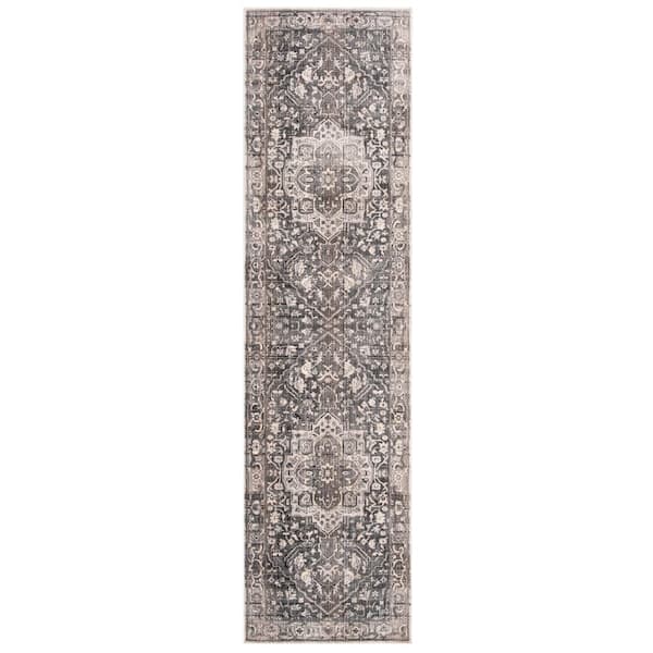 SAFAVIEH Vintage Persian Gray/Charcoal 2 ft. x 12 ft. Oriental Runner ...