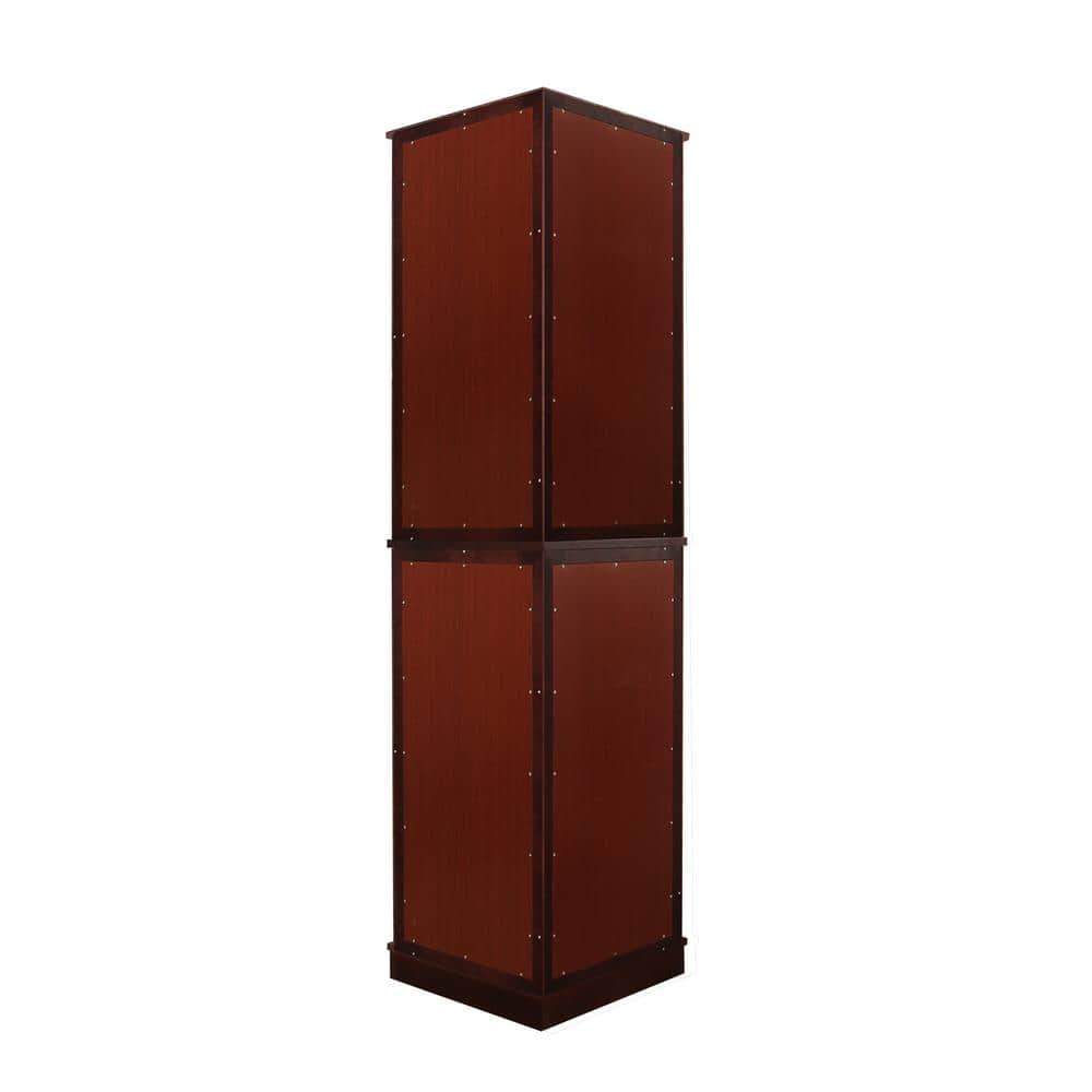 Cherry Lighted Corner Curio Cabinet with Glass Shelves