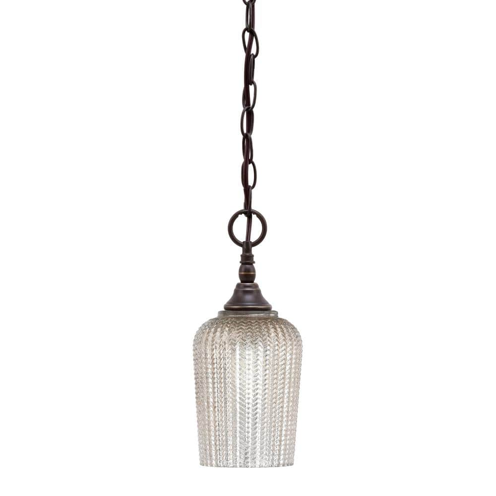 Elva 100-Watt 1_light Dark Granite Shaded Pendant Light with 5 in. Silver T