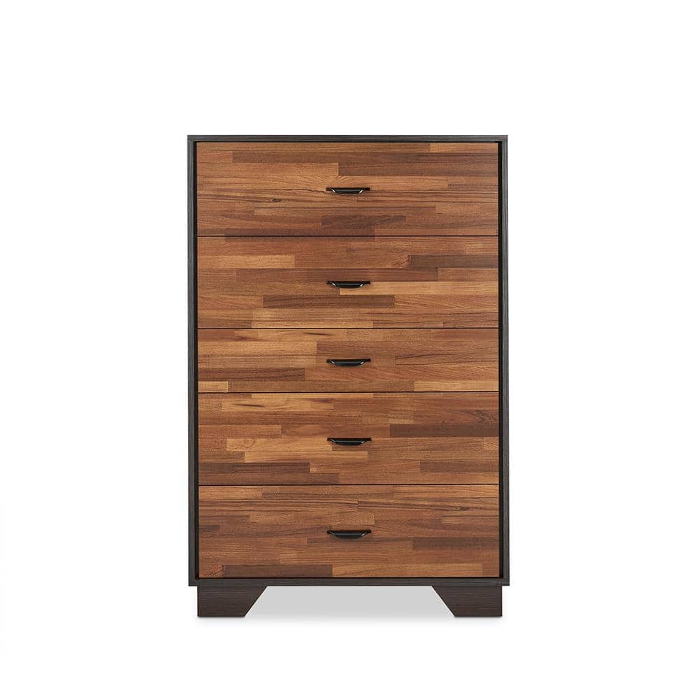 Eloy Industrial Walnut & Espresso Chest with Deep Felt-Lined Drawer