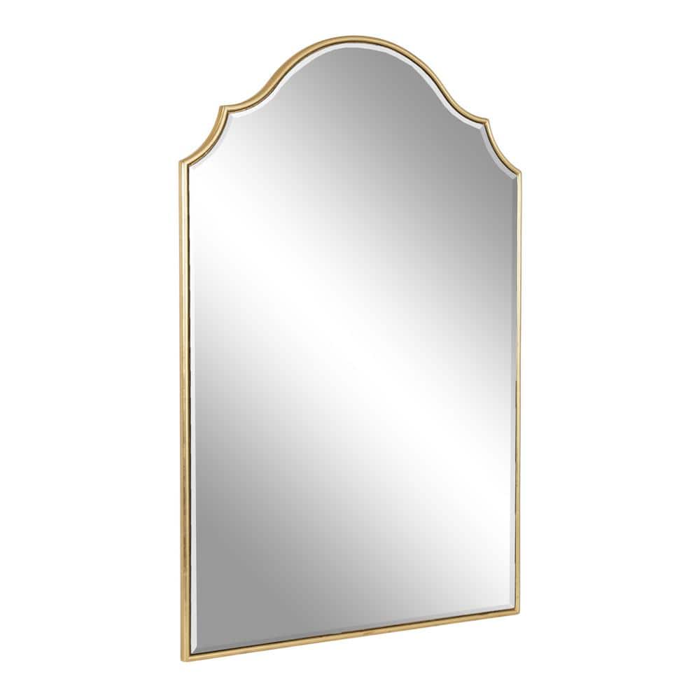 Kate and Laurel Leanna Modern Scalloped Arched Wall Mirror  24 x 36  Gold  Stunning Glamorous Decorative Mirror with Arch Shape and Soft Scallops and Slim  Beveled Frame