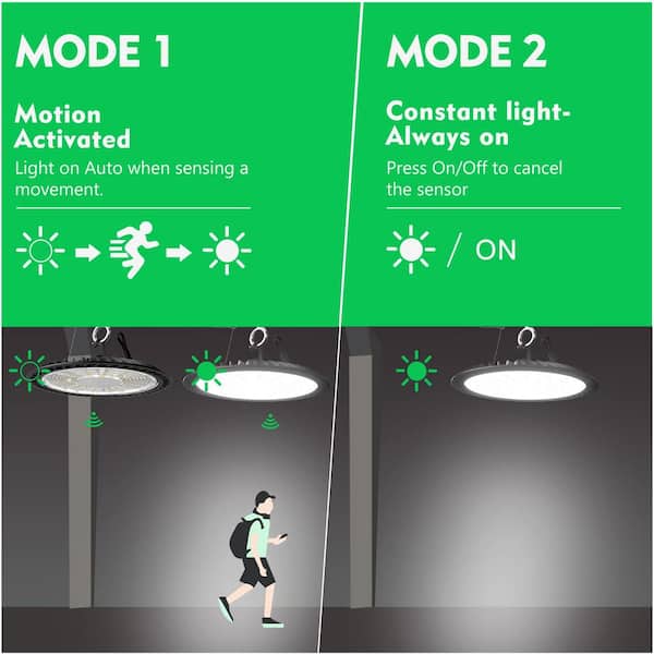 bulbeats 4Pack Of 250W LED High Bay Light with Motion Sensor, AC100-277V UFO High Bay LED Shop Light 35000LM UFO Lights
