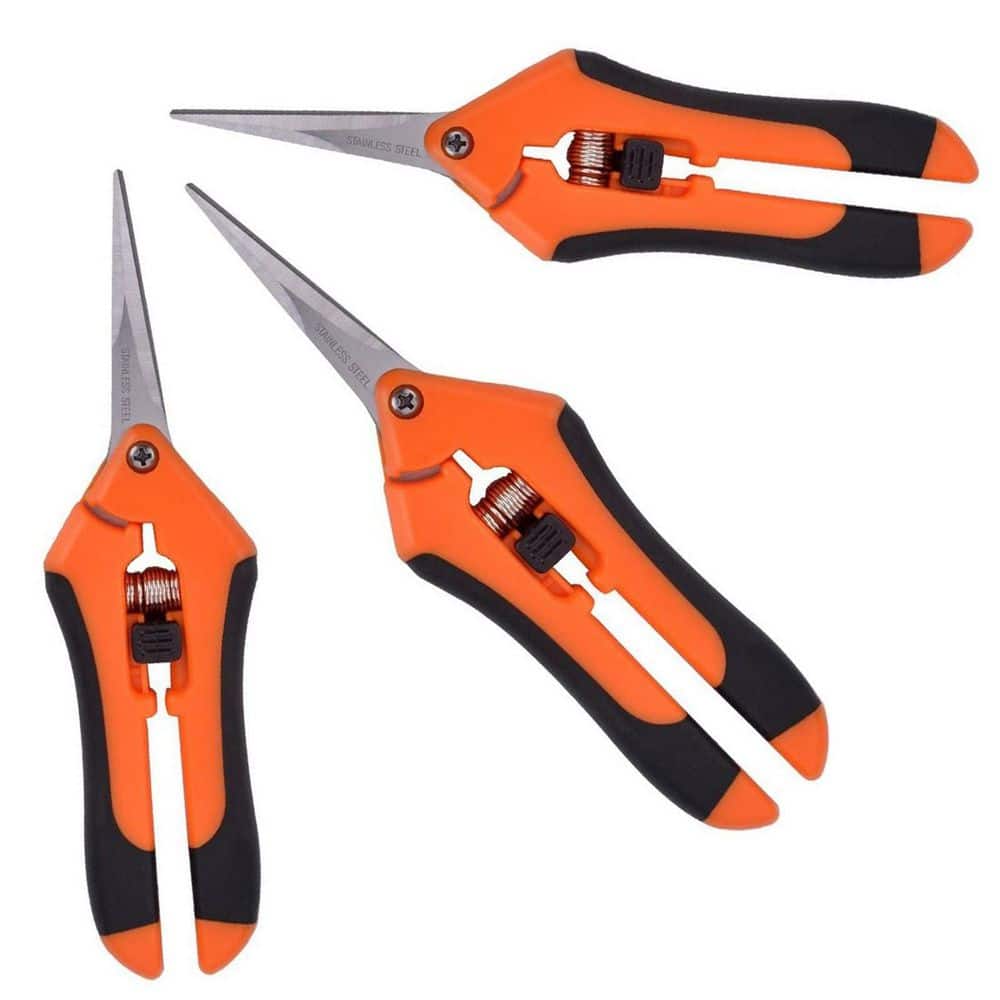 6.5 in. Pruning Shears Orange Gardening Hand Pruning Snips with Straight St