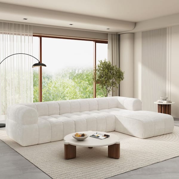 CHRISTOPHER KNIGHT HOME Finn Modern 122 in. Polyester Upholstery L-Shaped Sectional Sofa in Beige with High-Density Fully Compressed Sponge