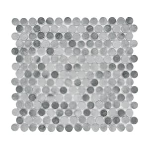 Penny Round Mixed Gray 10 in. x 11 in. Recycled Glass Cement Looks Floor and Wall Mosaic Tile (8 sq. ft./Case)