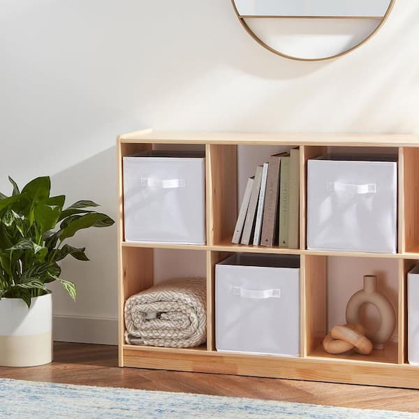 Unbranded White 10.5 in. x 11 in. Fabric Decorative Basket Set of 6