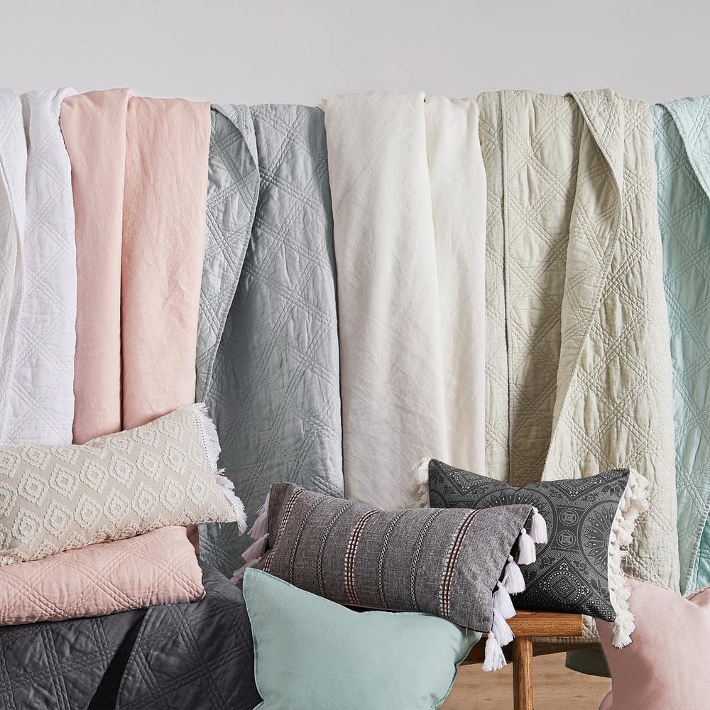 Blush Pink Linen Euro Sham Pillow Cover