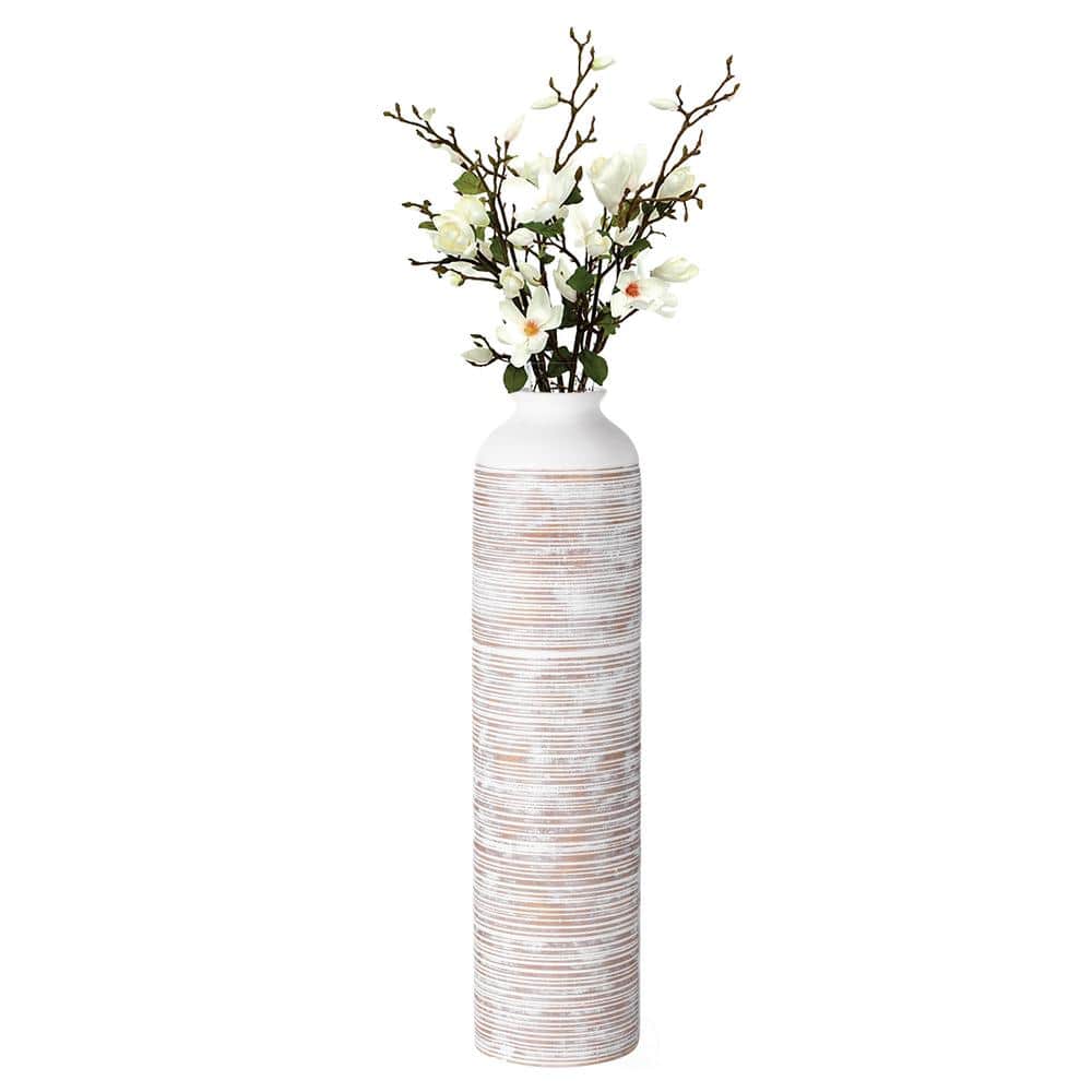 Uniquewise Contemporary Floor Vase - Ribbed 20 in. Tall Trumpet Style ...