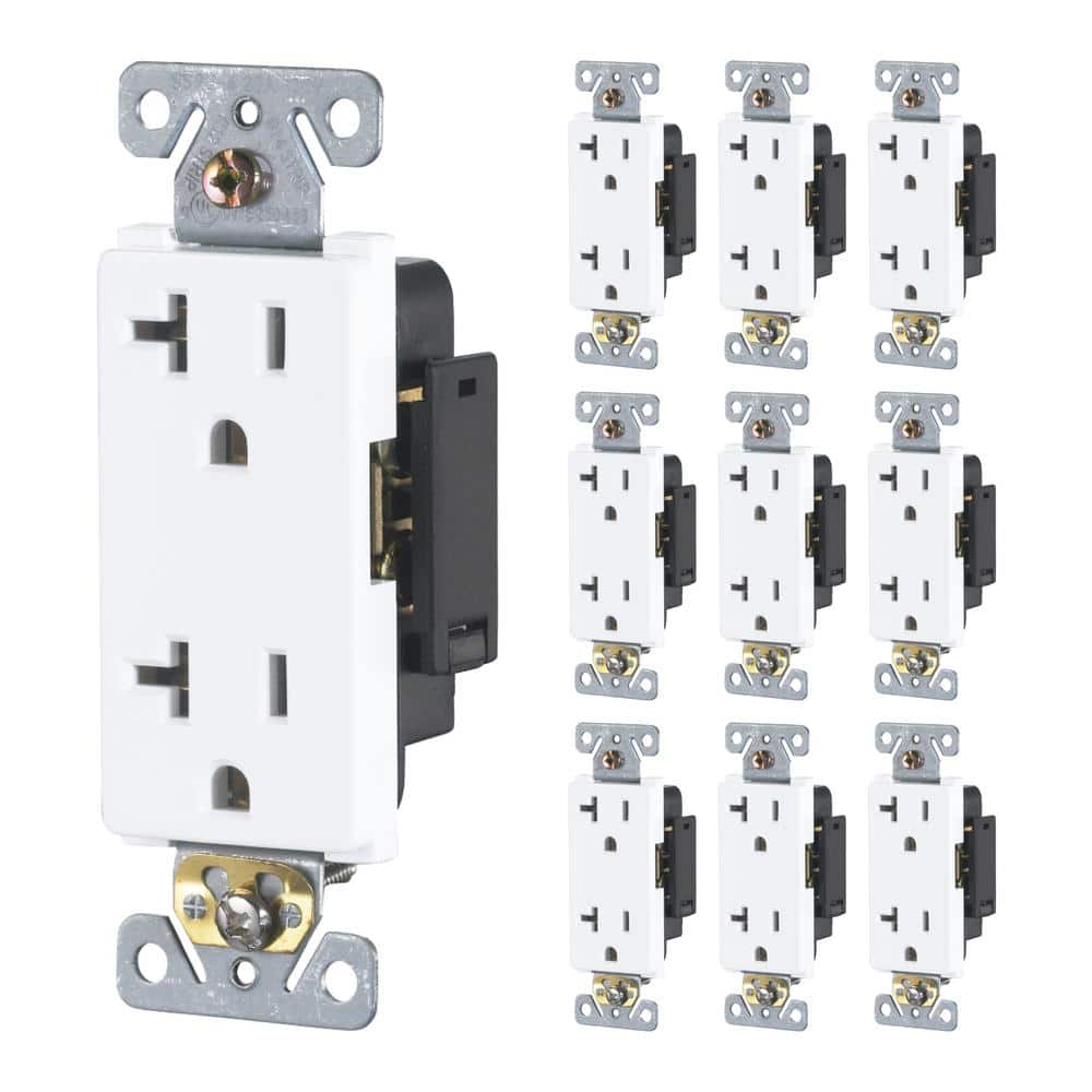 Faith 10-Pack White Thermoplastic Duplex Receptacle Outlets