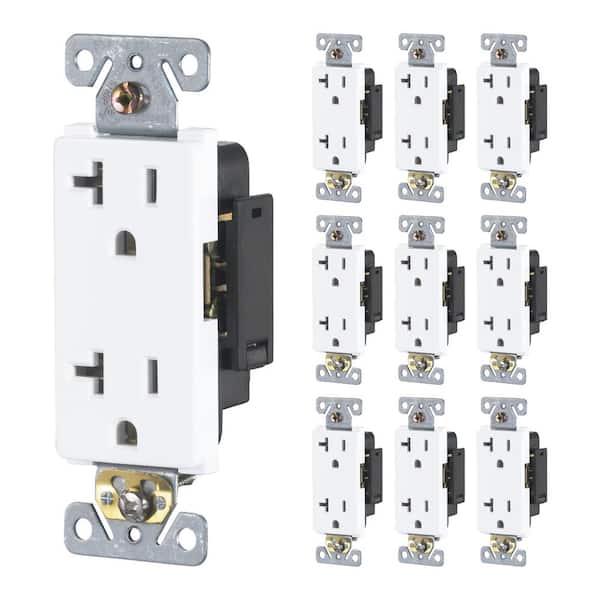 Faith 20 Amp 125-Volt Non-Tamper-Resistant NEMA5-15R Wall Mount Duplex Outlet, UL Listed in White (10-Pack)