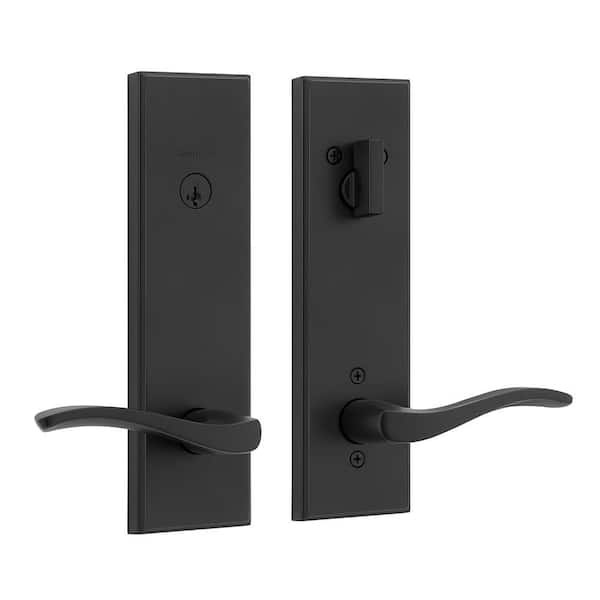 Sedona Matte Black Keyed Entry Set Single Cylinder Door Handleset ft SmartKey Security