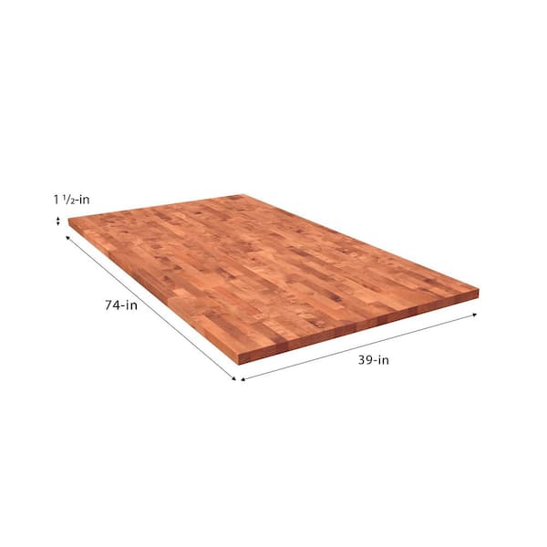 HARDWOOD REFLECTIONS 6 ft. L x 39 in. D Unfinished Birch Butcher
