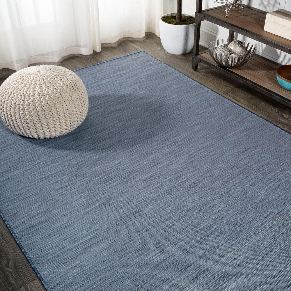 Ethan Blue Flatweave Synthetic 8' x 10' Area Rug