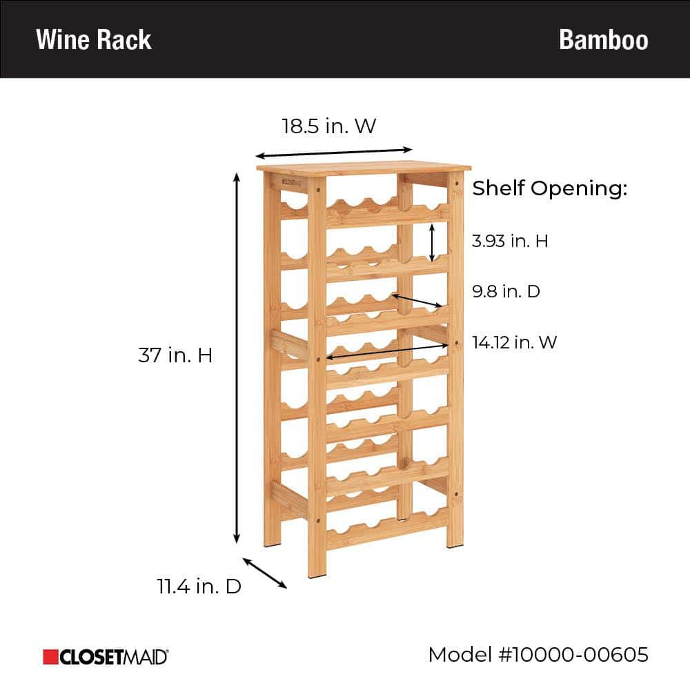 Natural Bamboo 28-Bottle Wine Rack with Top Shelf