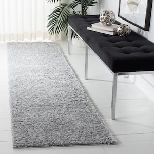 August Shag Silver 2 ft. x 12 ft. Solid Runner Rug