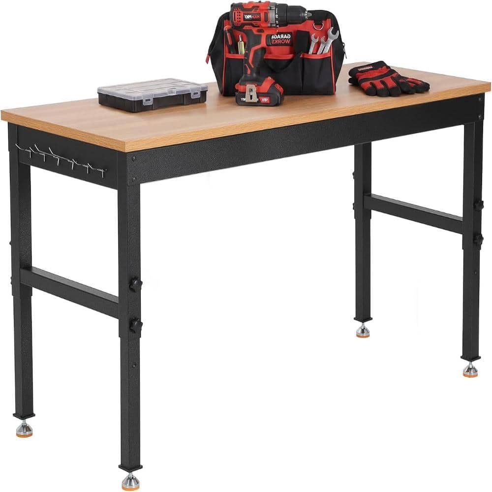 "72"" Wood Workbench Adjustable Height Heavy Duty 2200 LBS Capacity, Garage Work Table with Built-In Power Outlets & Hooks" price history on PriceWatchPro
