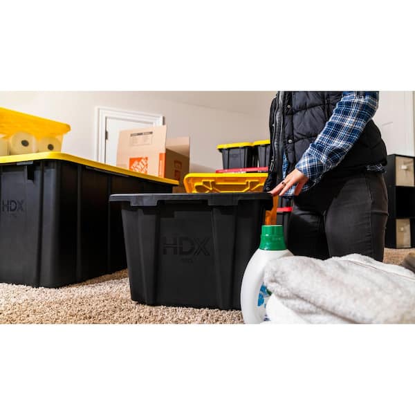 40 Gal. Tough Storage Tote in Black with Yellow Lid