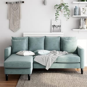 Henderson 2-Piece Teal Polyester 3-Seater L-Shaped Reversible Sectional Sofa with Removable Cushions
