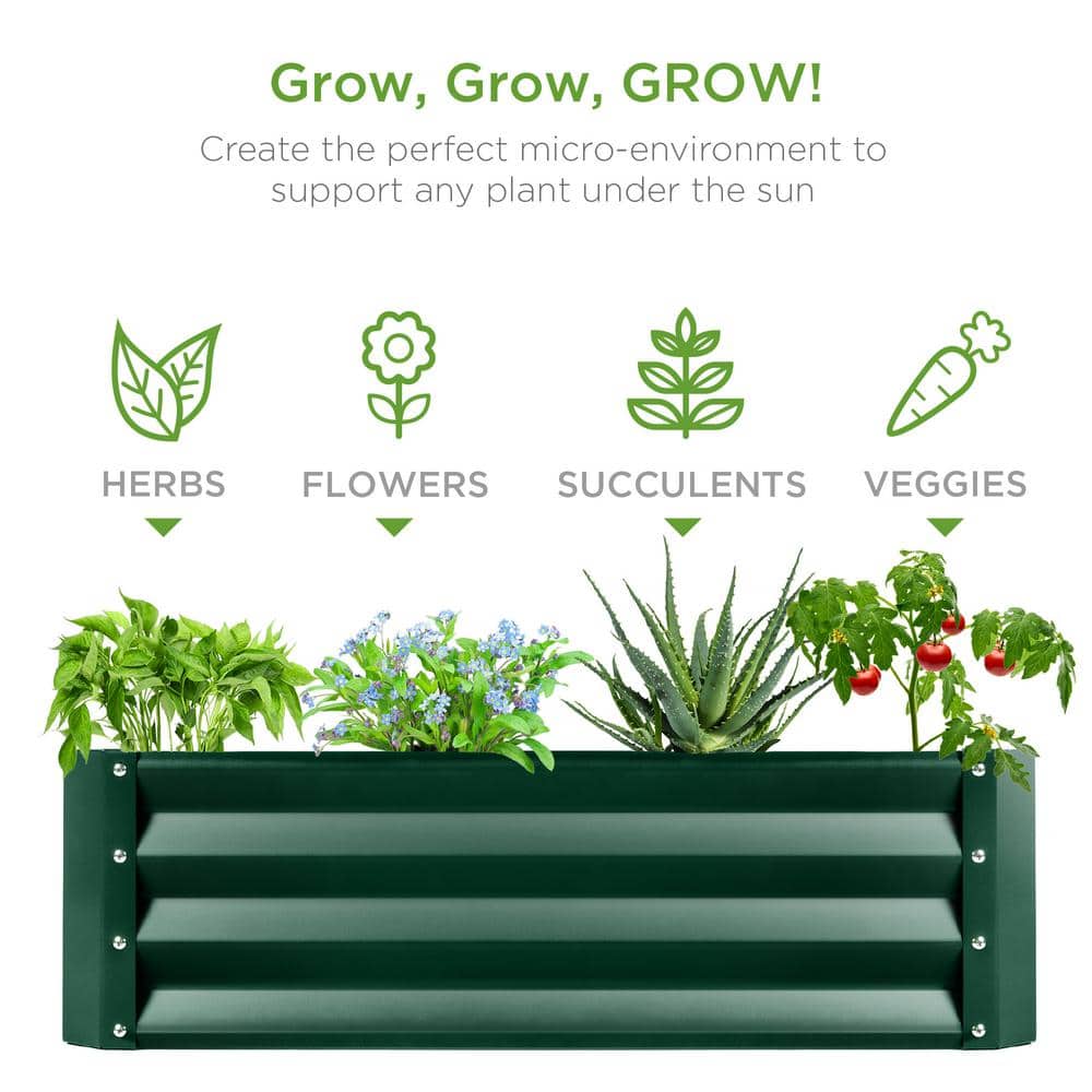 Dark Green Outdoor Steel Raised Garden Bed Planter Box